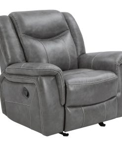Conrad Upholstered Padded Arm Glider Recliner Grey
